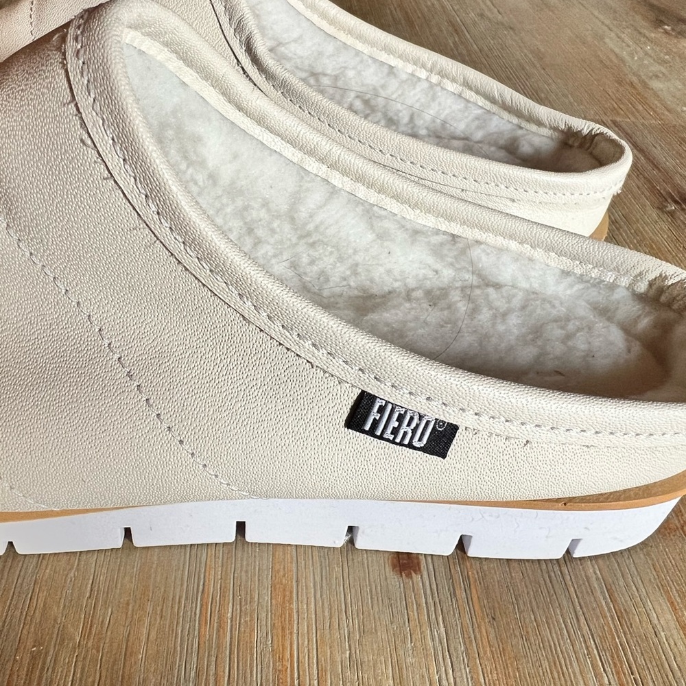 Fiero White Leather Slippers